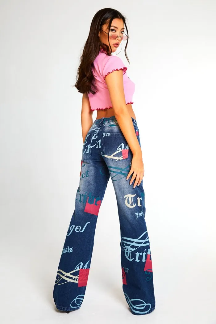 Angel Distressed Low Rise Boyfriend Jeans