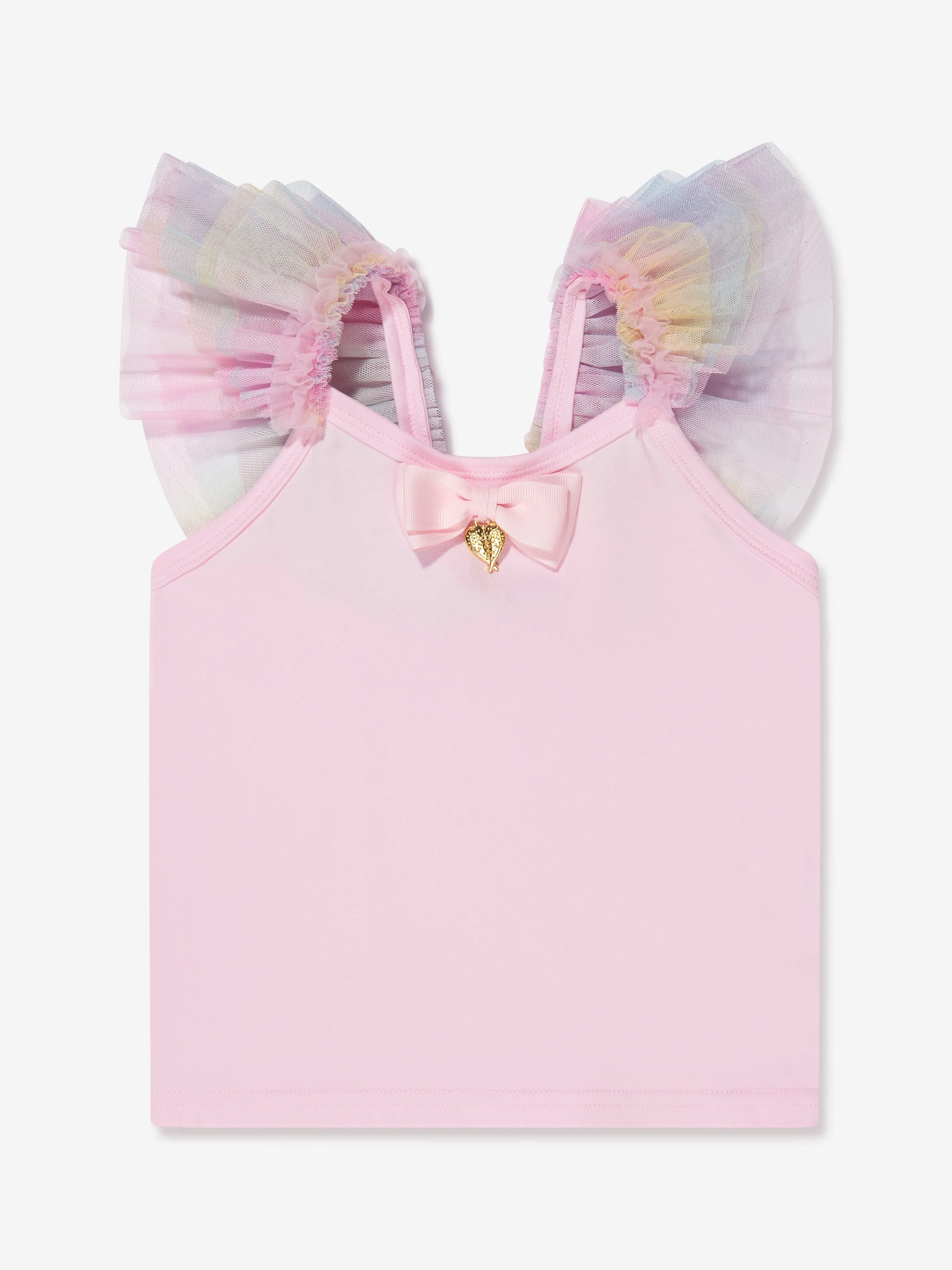 Angels Face Girls Strappy Flossy Top in Pink