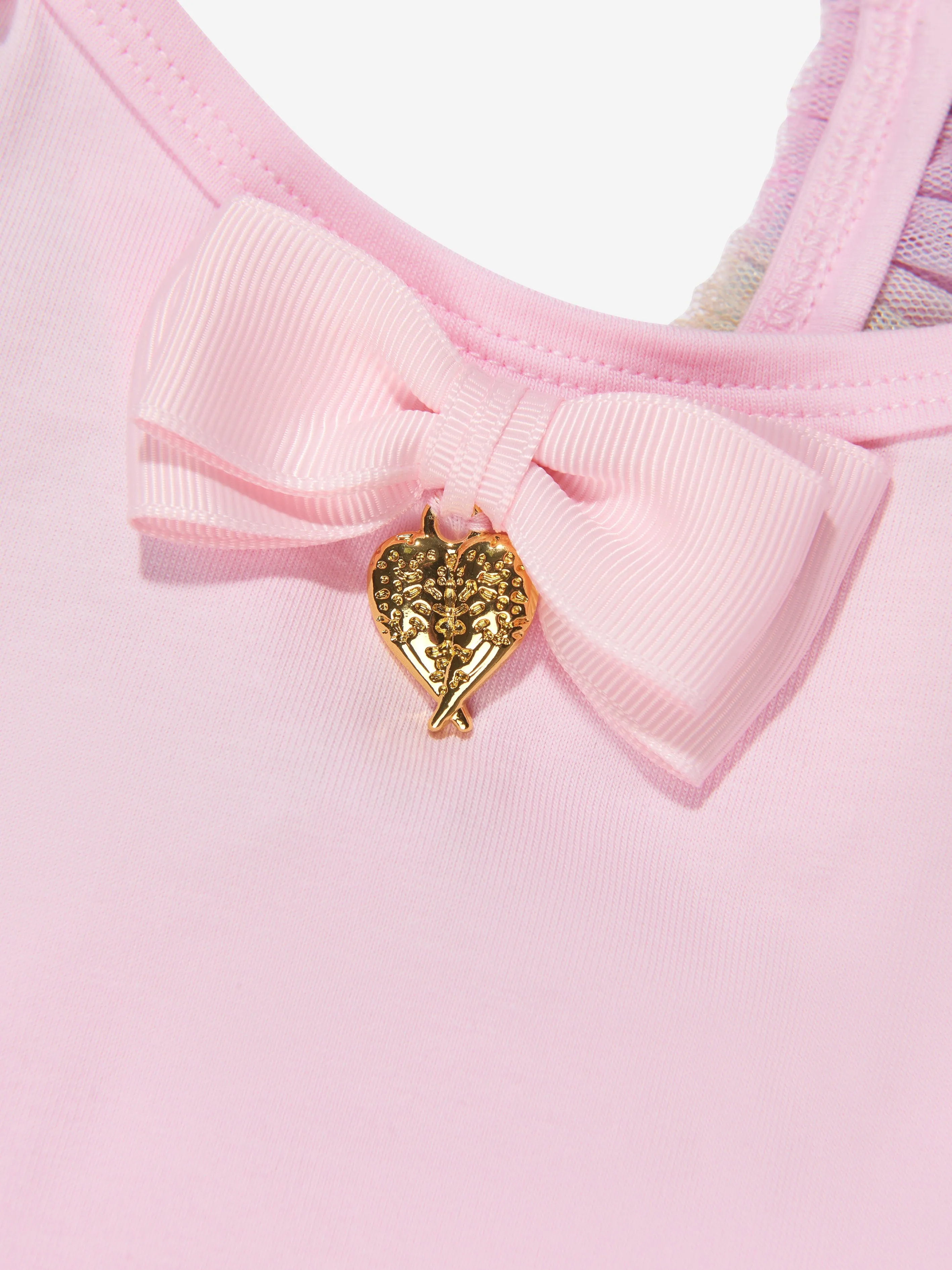 Angels Face Girls Strappy Flossy Top in Pink
