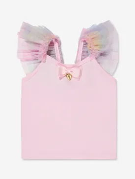 Angels Face Girls Strappy Flossy Top in Pink