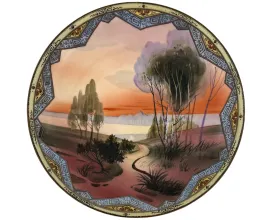 Antique Nippon Moriage Porcelain Hanging Plaque Hand Painted Morimura Bros 9.5 Inch