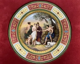 Antique Royal Vienna Porcelain Plate Judgment of Paris Beehive Mark