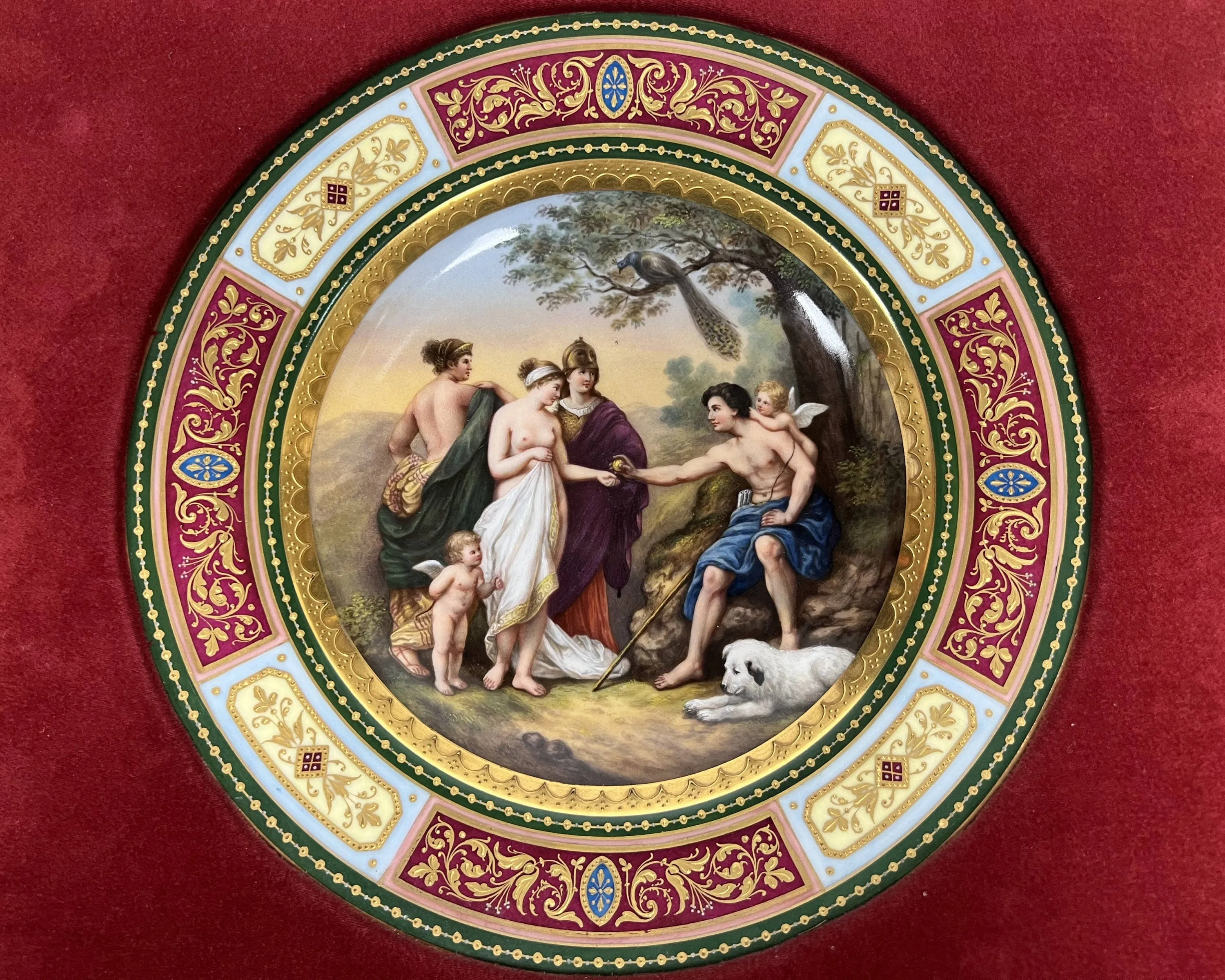 Antique Royal Vienna Porcelain Plate Judgment of Paris Beehive Mark