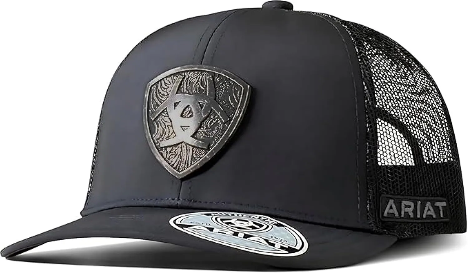 ARIAT Men's Metal Shield Trucker Cap with Snapback Closure