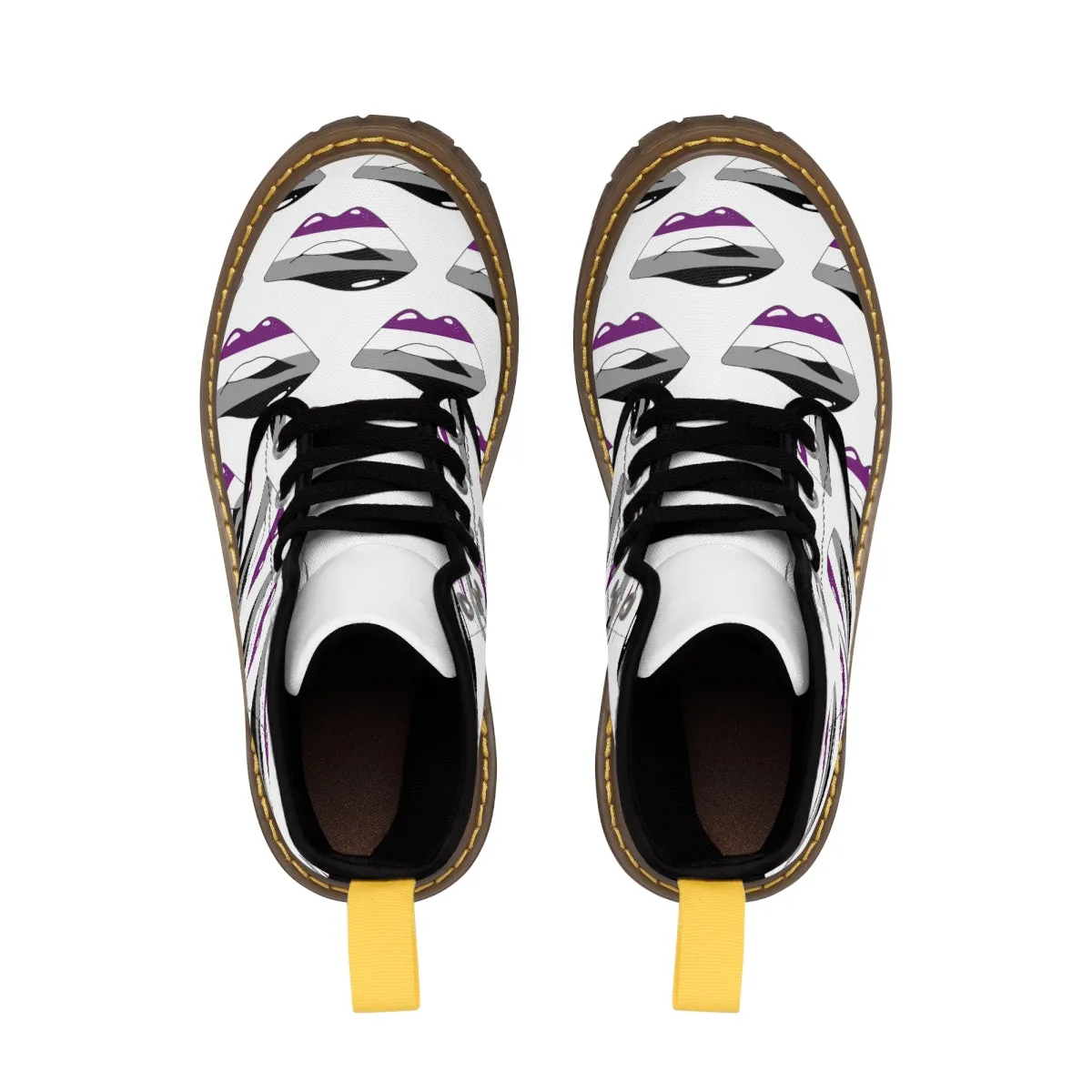 Asexual Flag Kisses LGBTQ White Canvas Boots Unisex Size