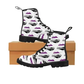Asexual Flag Kisses LGBTQ White Canvas Boots Unisex Size