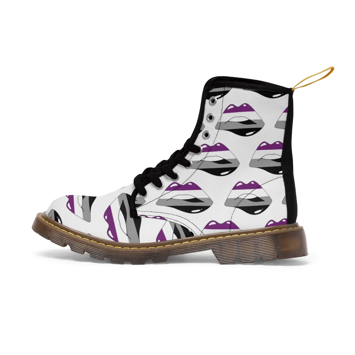 Asexual Flag Kisses LGBTQ White Canvas Boots Unisex Size
