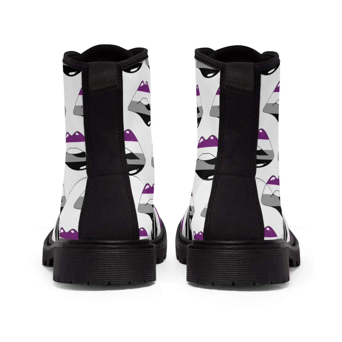 Asexual Flag Kisses LGBTQ White Canvas Boots Unisex Size