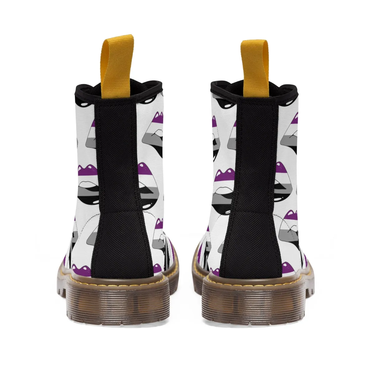 Asexual Flag Kisses LGBTQ White Canvas Boots Unisex Size