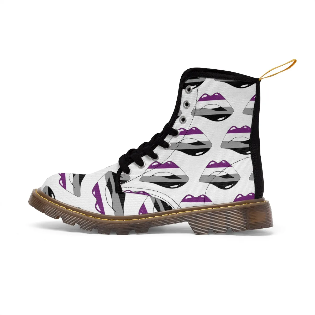 Asexual Flag Kisses LGBTQ White Canvas Boots Unisex Size