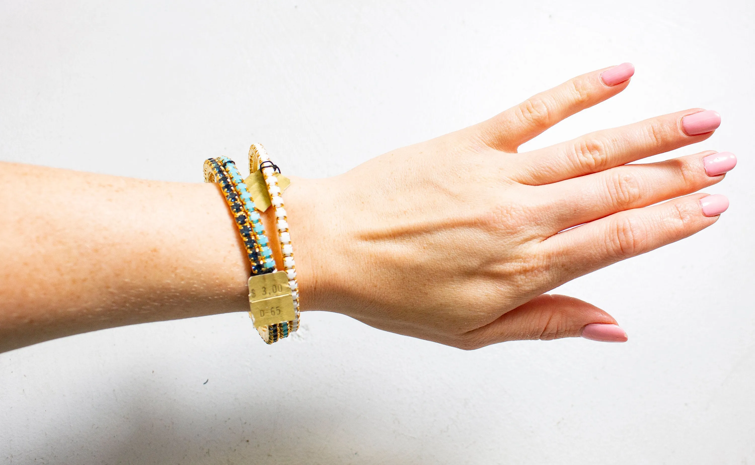 Bangle Bracelet Set RHINSTONE NOS Colored 70s
