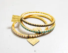 Bangle Bracelet Set RHINSTONE NOS Colored 70s