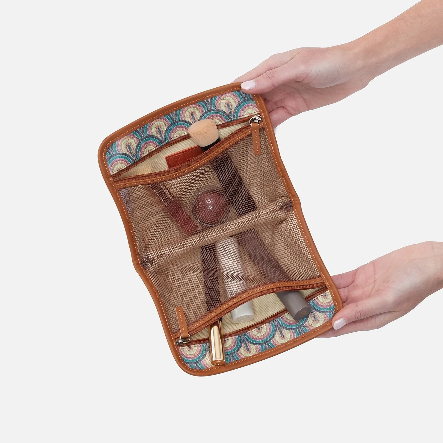 Beauty Cosmetic Pouch In Coated Canvas - Teal Temptation