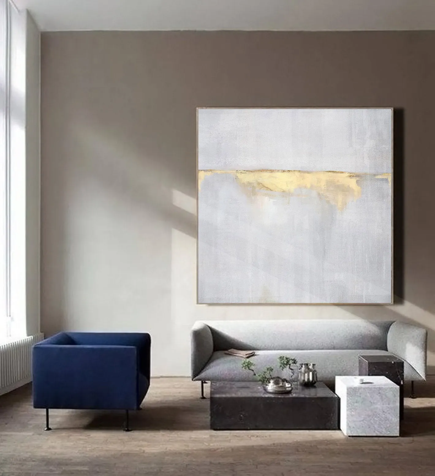 Beige Painting Gold Painting Abstract Painting,Sunrise Landscape Painting Bp074