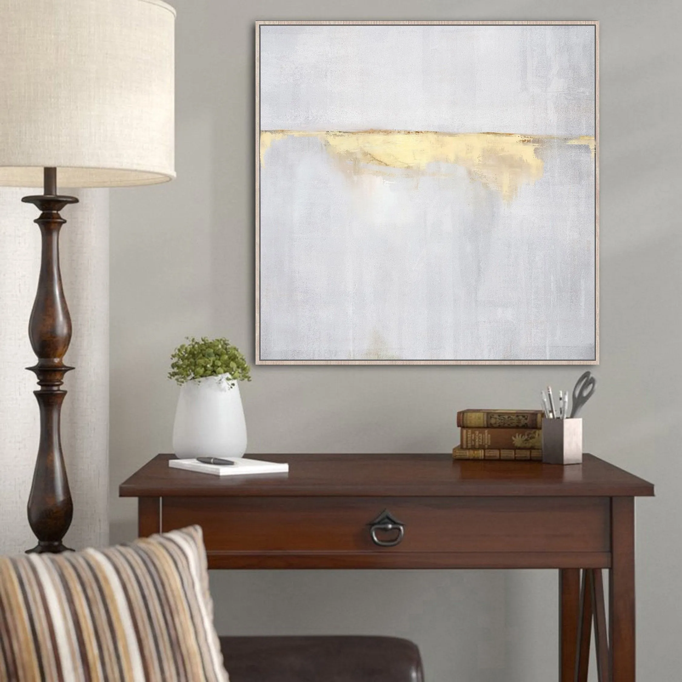 Beige Painting Gold Painting Abstract Painting,Sunrise Landscape Painting Bp074