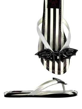 Betty Bat Black & White Striped Sandal