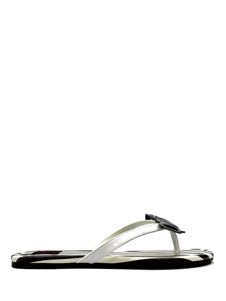 Betty Bat Black & White Striped Sandal