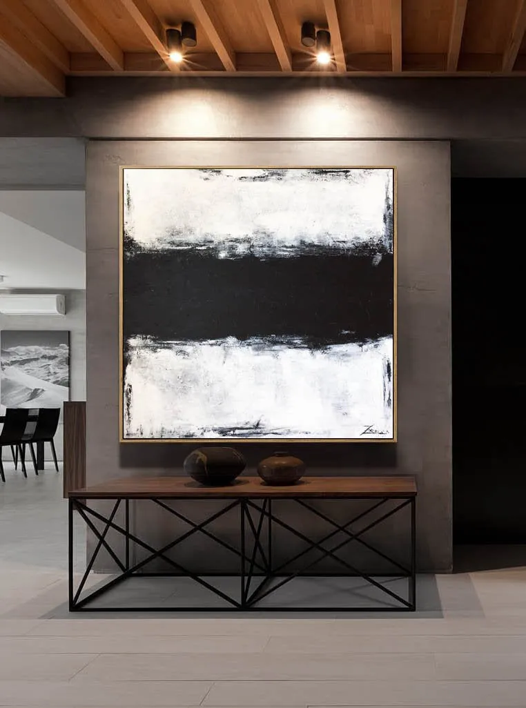 Black And White Painting Palette Knife Art Living Room Decor Ap076