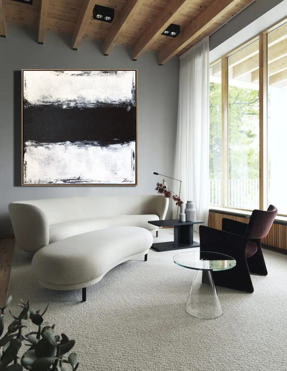 Black And White Painting Palette Knife Art Living Room Decor Ap076