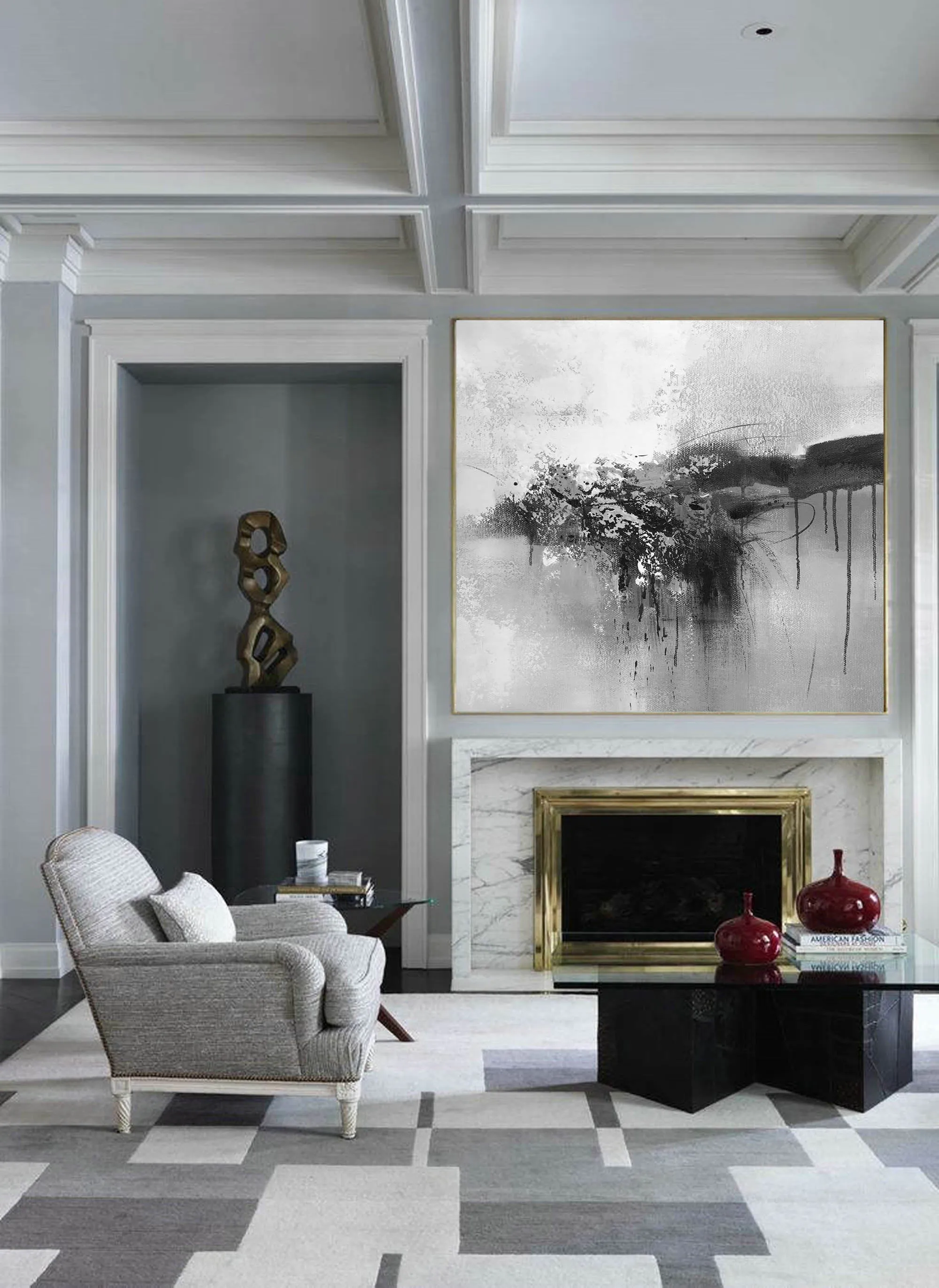 Black And White Paintings Large Living Room Wall Art Wp021