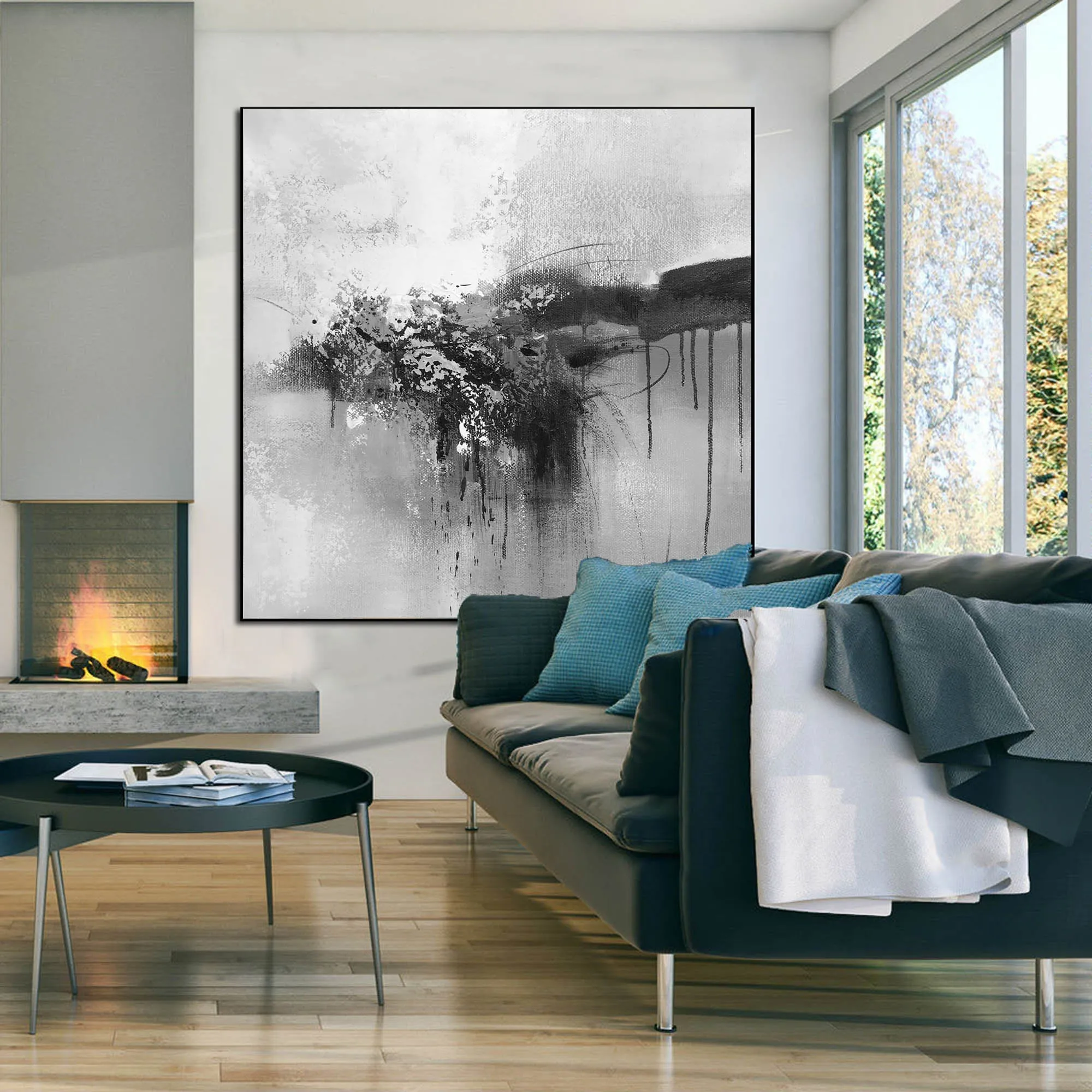 Black And White Paintings Large Living Room Wall Art Wp021