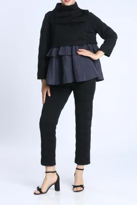 Black High Neck Smock Top