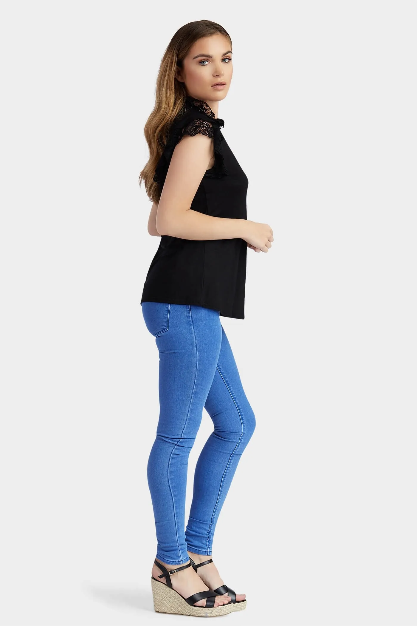 Black Lace Frill Sleeve Top