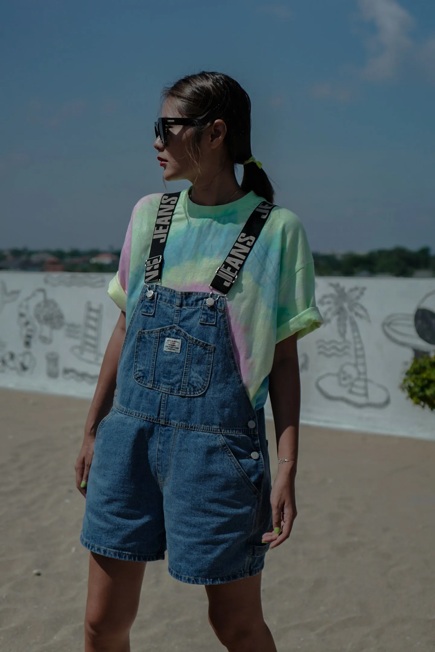 Black Strap Denim Romper *BEST BUY*
