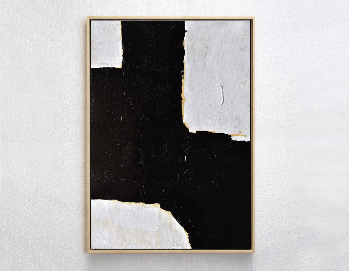 Black White Beige Textured Painting Abstract Art Yp045