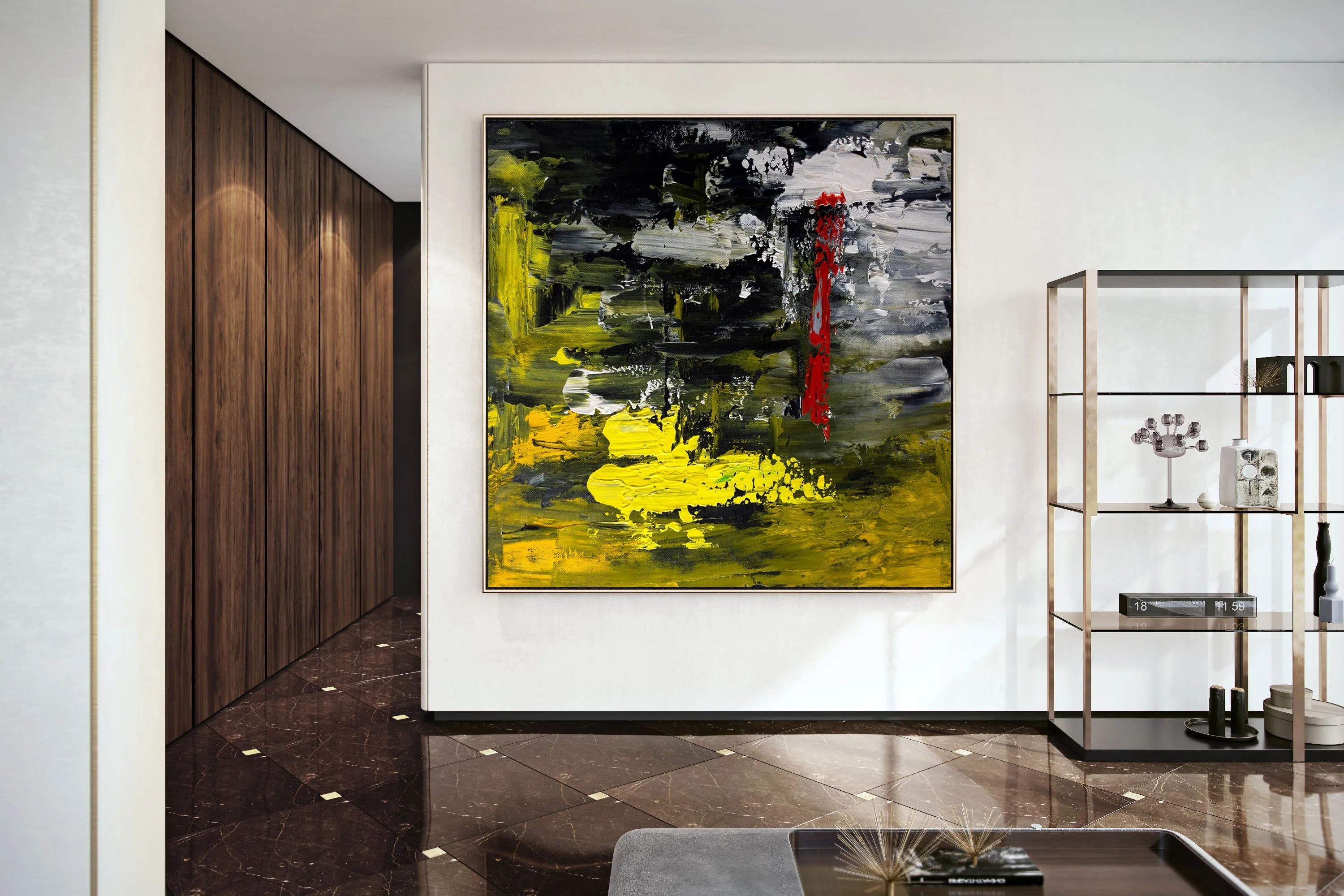 Black Yellow Red Large Wall Art Dining Room Office Art Work Bp123