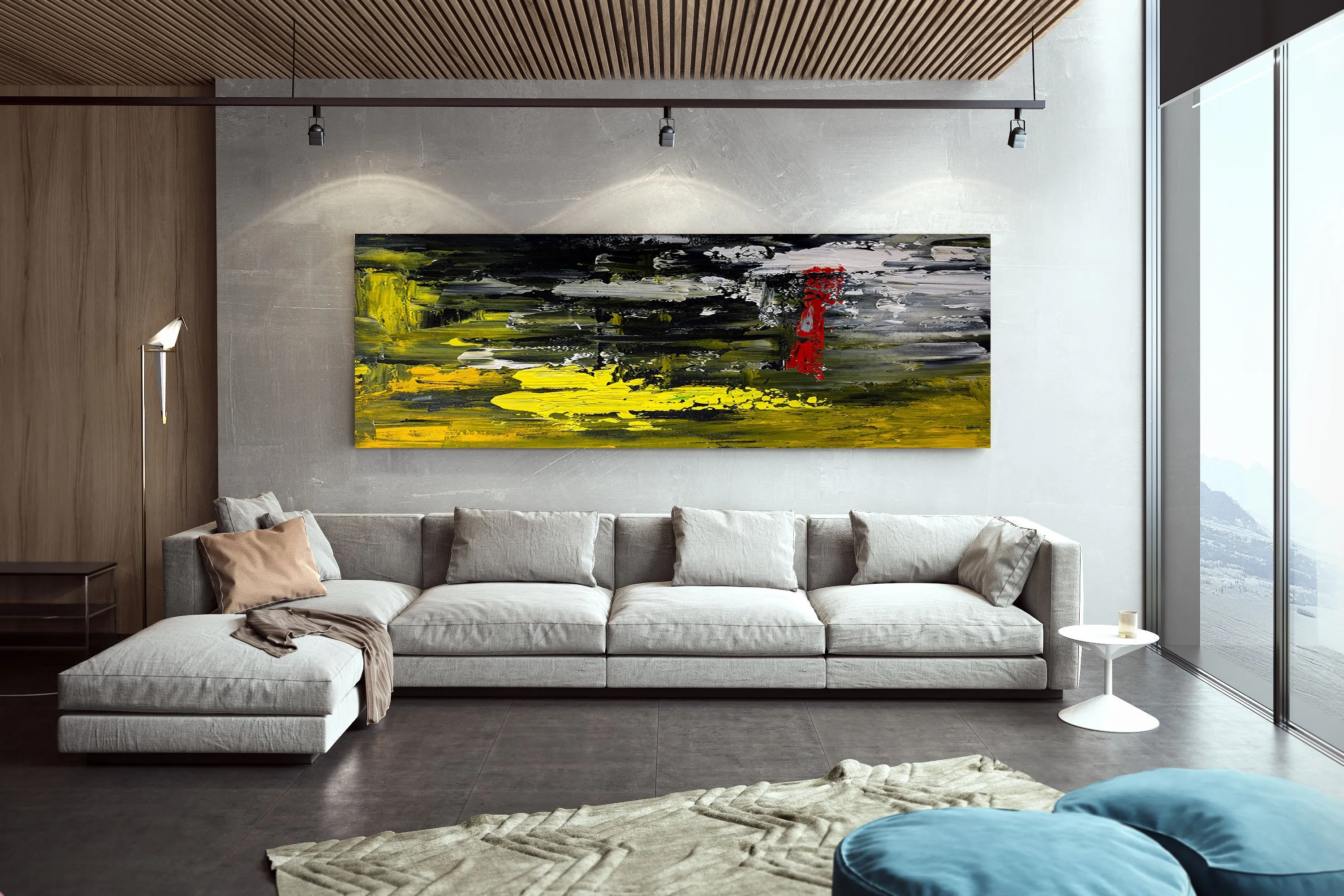 Black Yellow Red Large Wall Art Dining Room Office Art Work Bp123