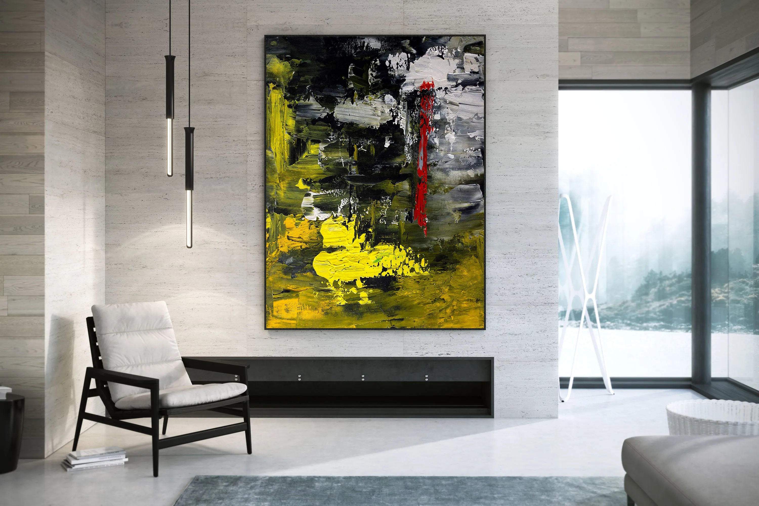 Black Yellow Red Large Wall Art Dining Room Office Art Work Bp123