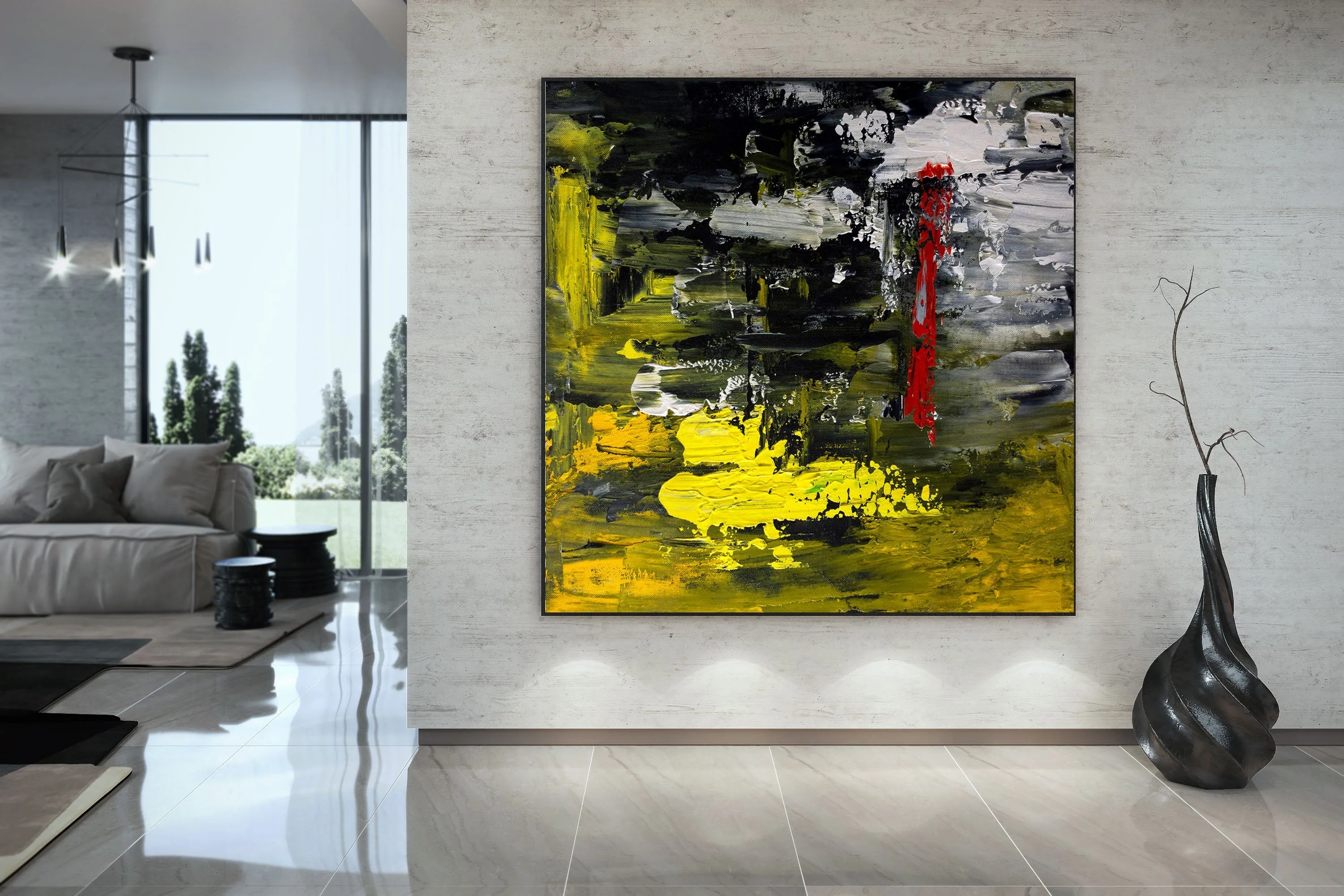 Black Yellow Red Large Wall Art Dining Room Office Art Work Bp123