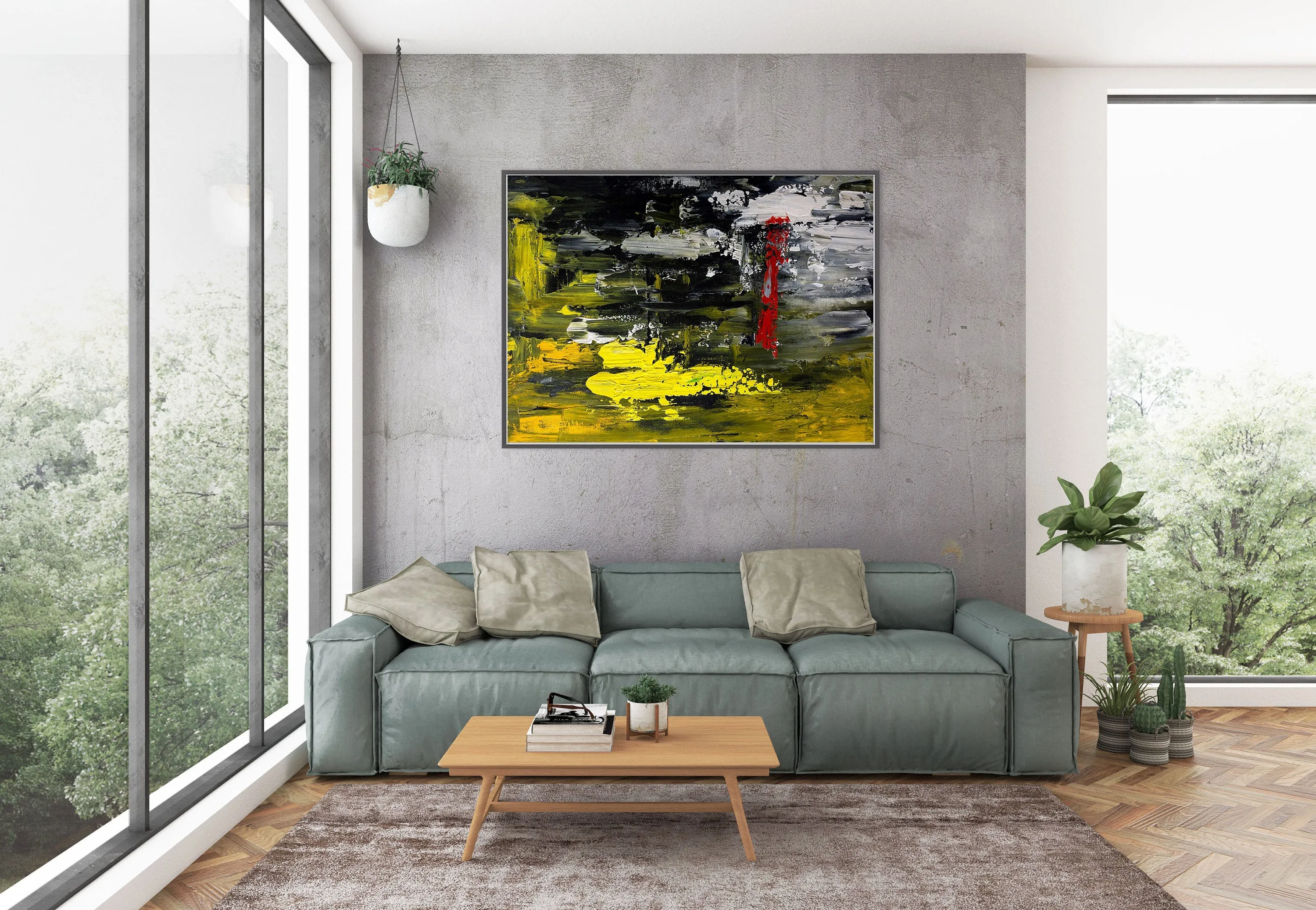 Black Yellow Red Large Wall Art Dining Room Office Art Work Bp123
