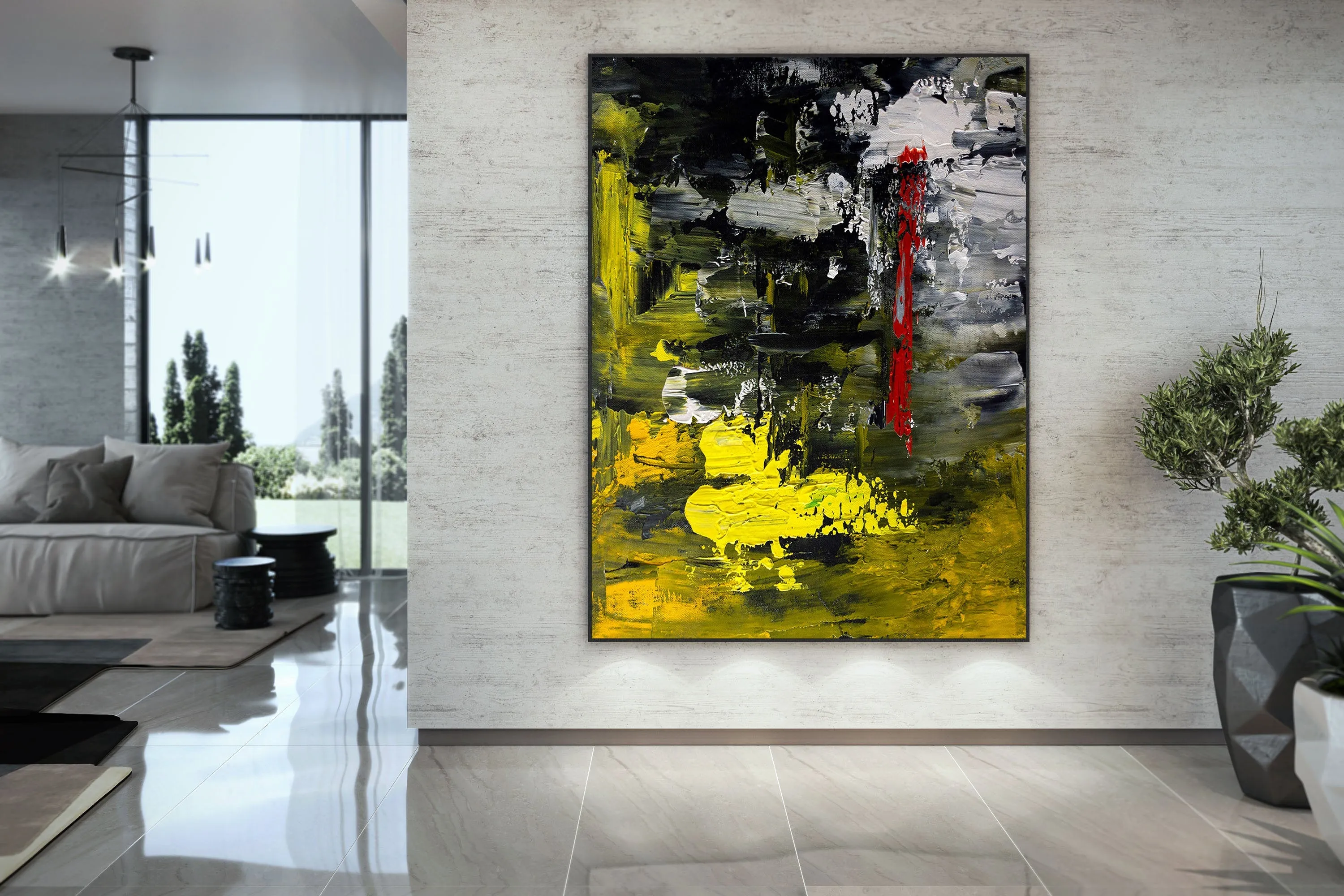 Black Yellow Red Large Wall Art Dining Room Office Art Work Bp123