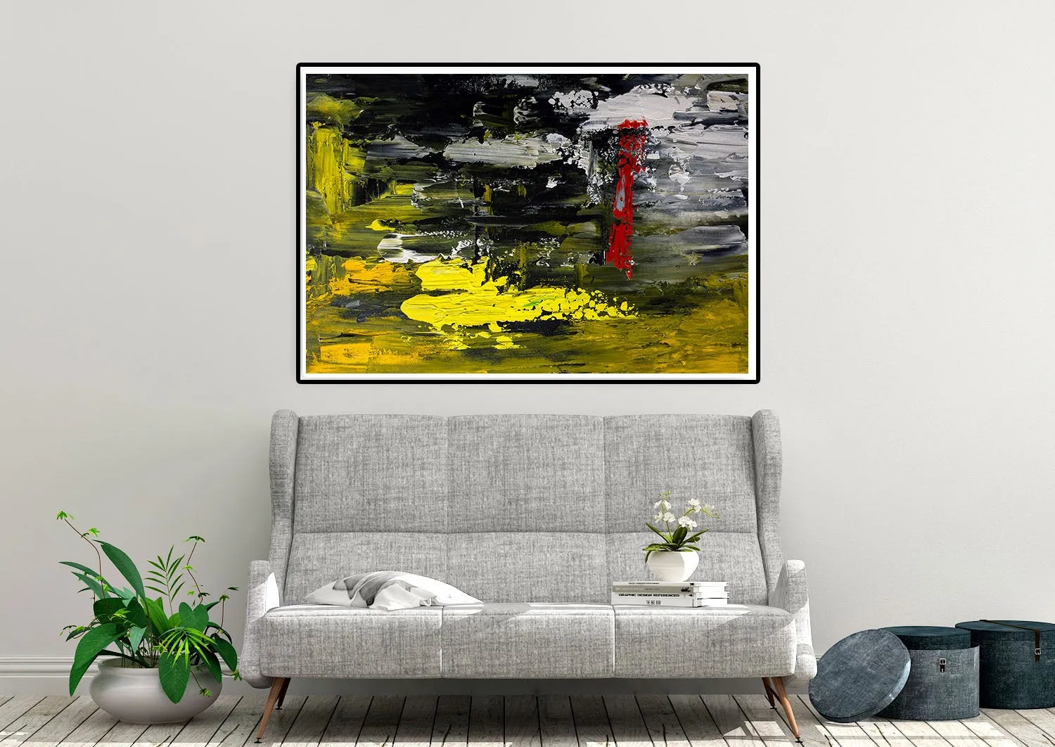 Black Yellow Red Large Wall Art Dining Room Office Art Work Bp123