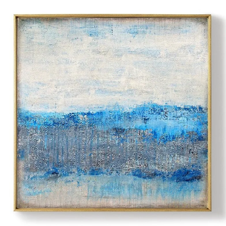 Blue White Abstract Painting Sea Level Abstract Oil Painting Np042
