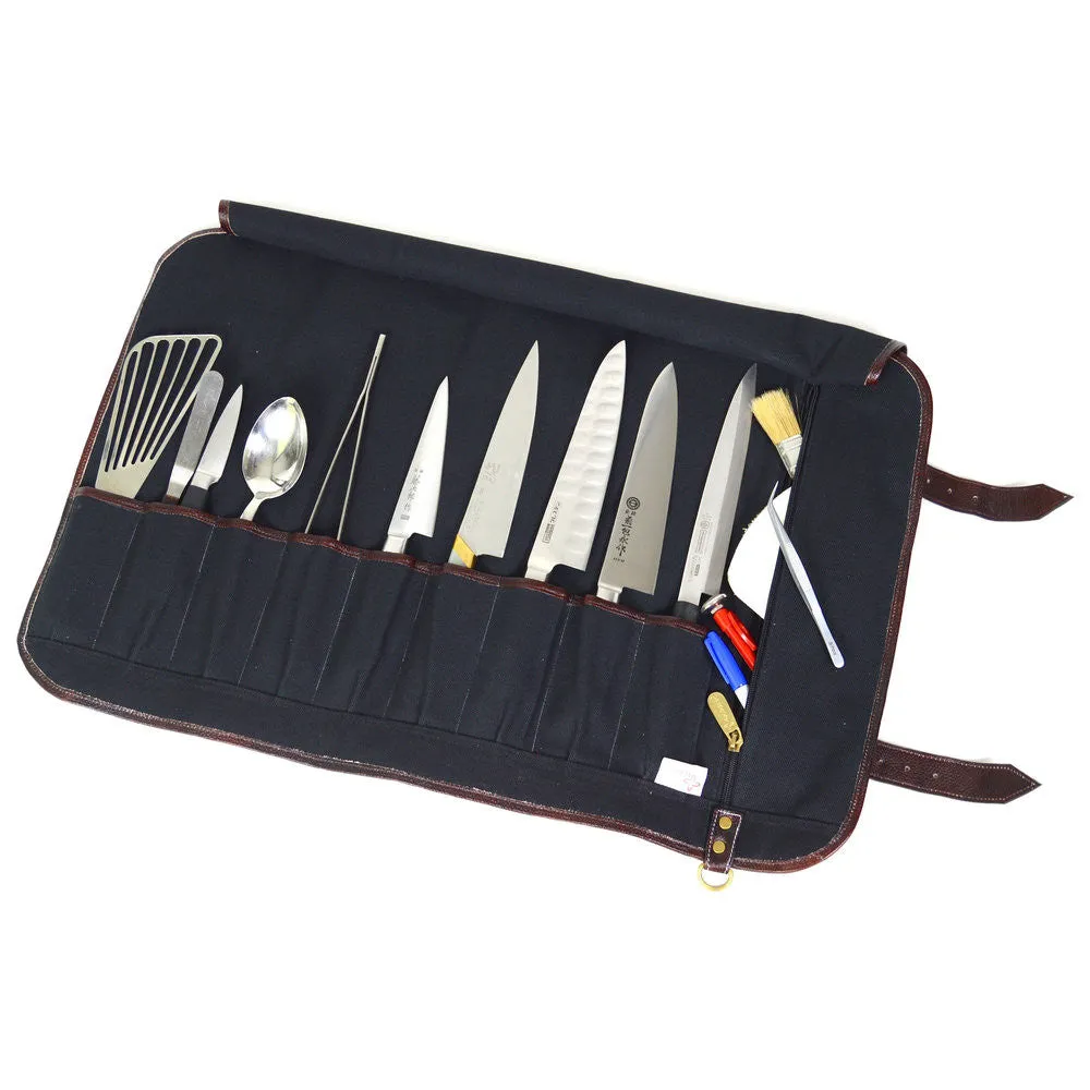 Boldric Black 9 Pocket Canvas Roll Knife Bag