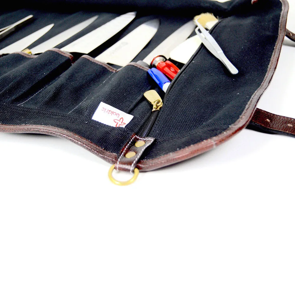 Boldric Black 9 Pocket Canvas Roll Knife Bag