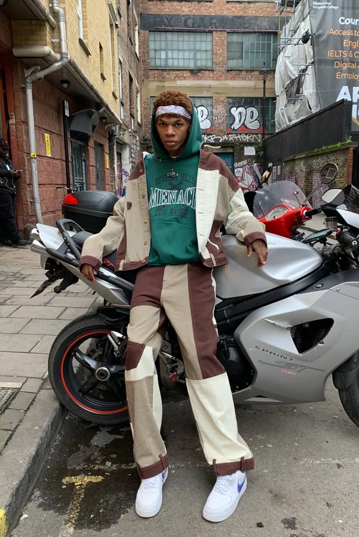 Brown Patchwork Skate Jeans