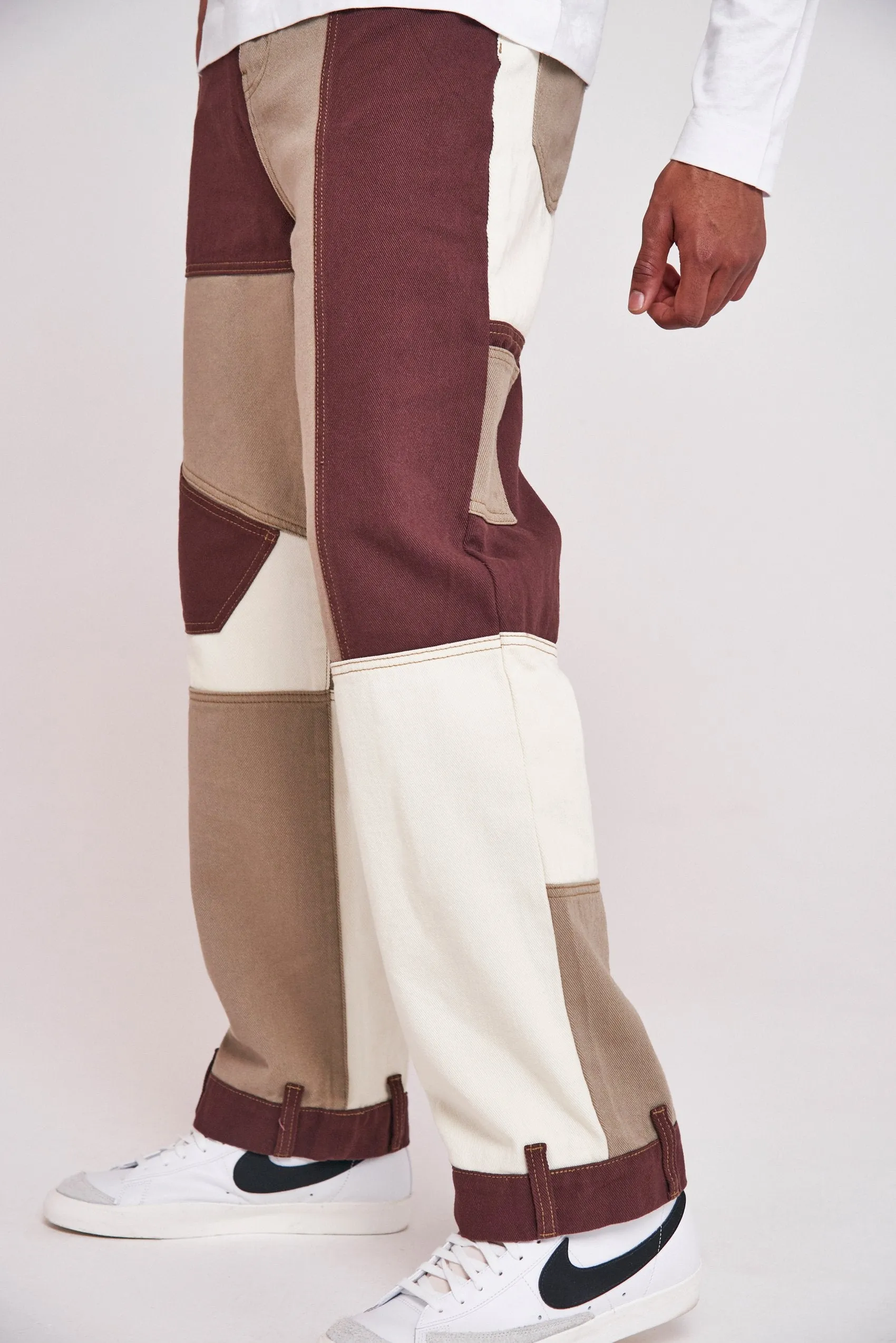 Brown Patchwork Skate Jeans