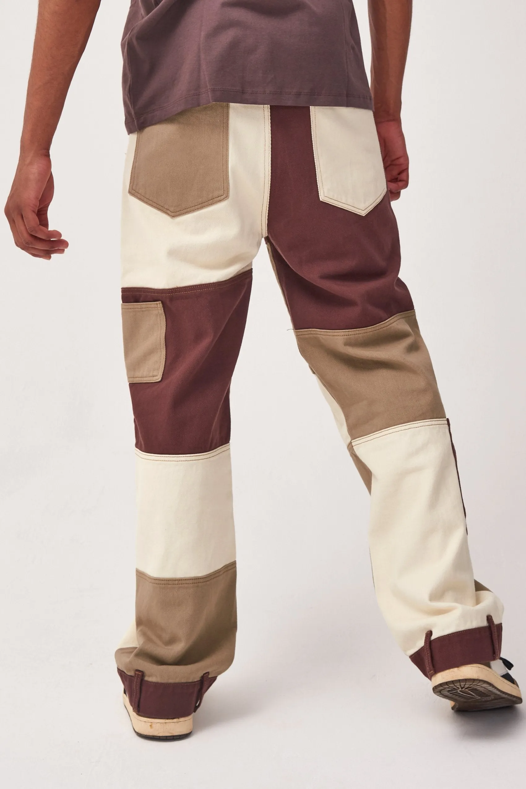 Brown Patchwork Skate Jeans