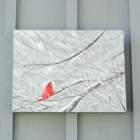 Cardinal on Snowy Branch - Painting