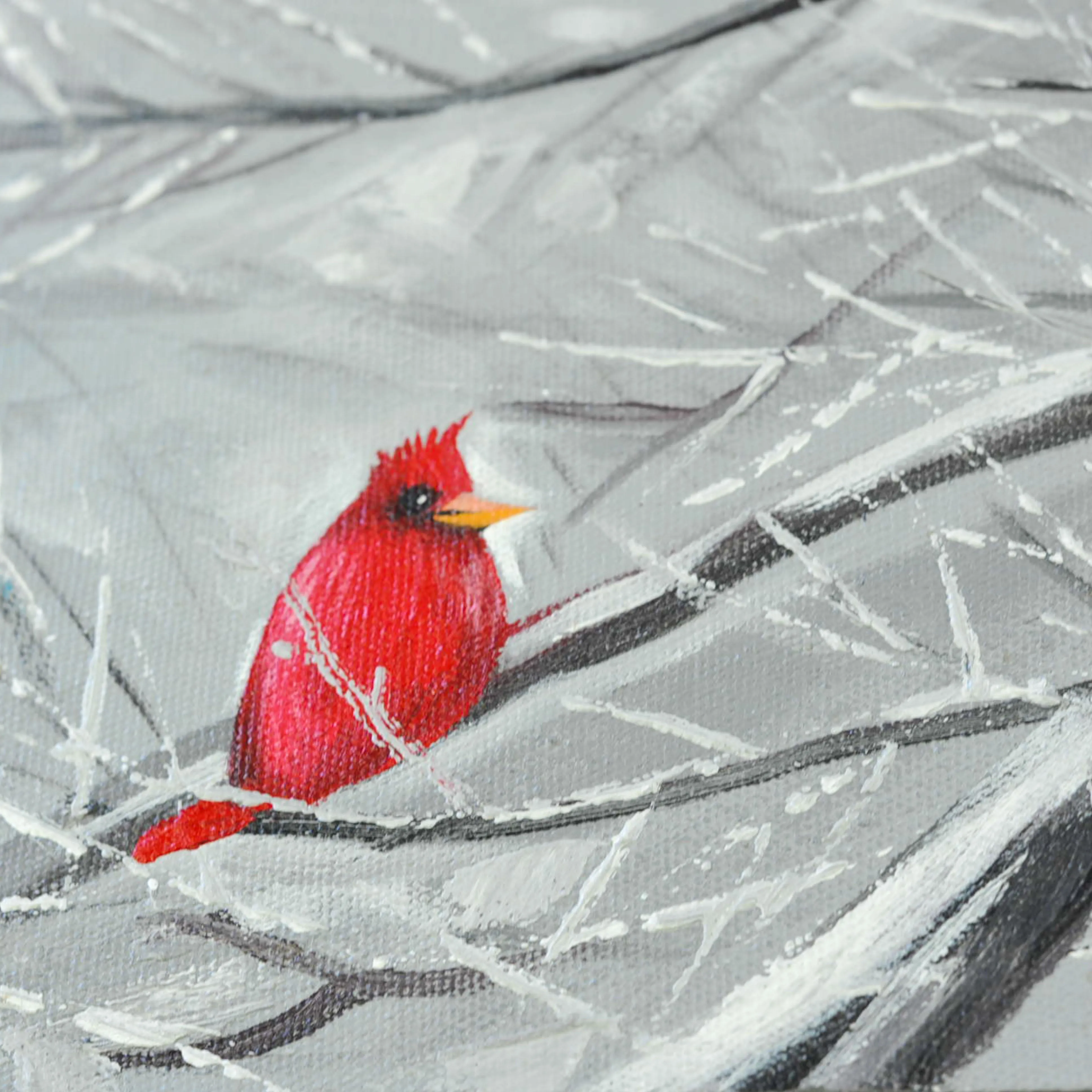 Cardinal on Snowy Branch - Painting