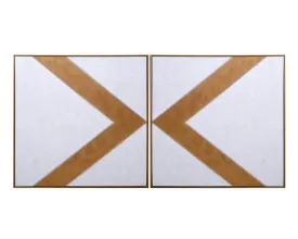 Chevrons (set Of 2) - 48" X 48" - Gold Floater Frame