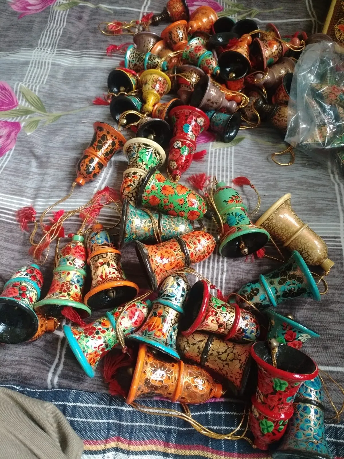 Christmas Ornaments Paper Mache Bells , Christmas Gifts , X-Mas Tree Ornaments , Handmade Paper Mache Decorative Bells
