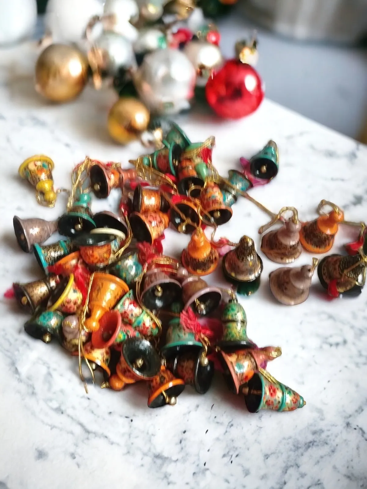 Christmas Ornaments Paper Mache Bells , Christmas Gifts , X-Mas Tree Ornaments , Handmade Paper Mache Decorative Bells