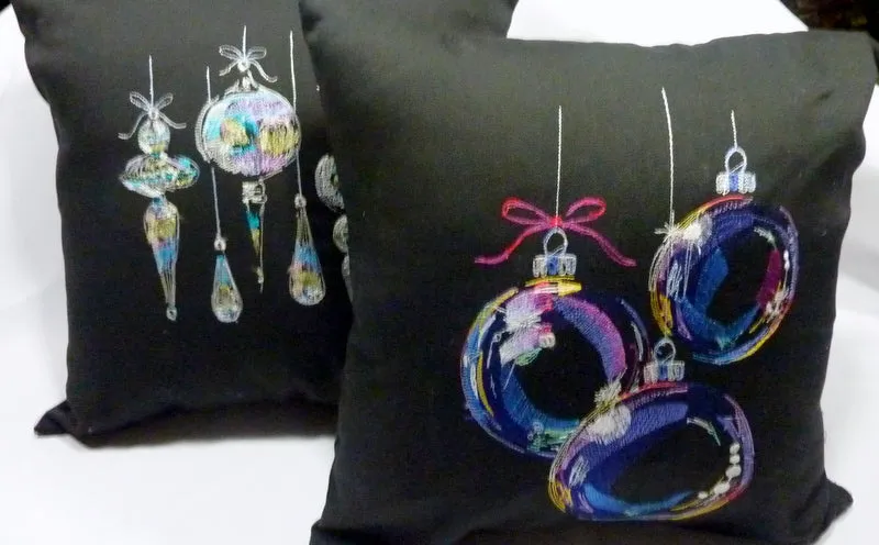 Christmas pillow cover, Embroidered Ornaments pillow cover