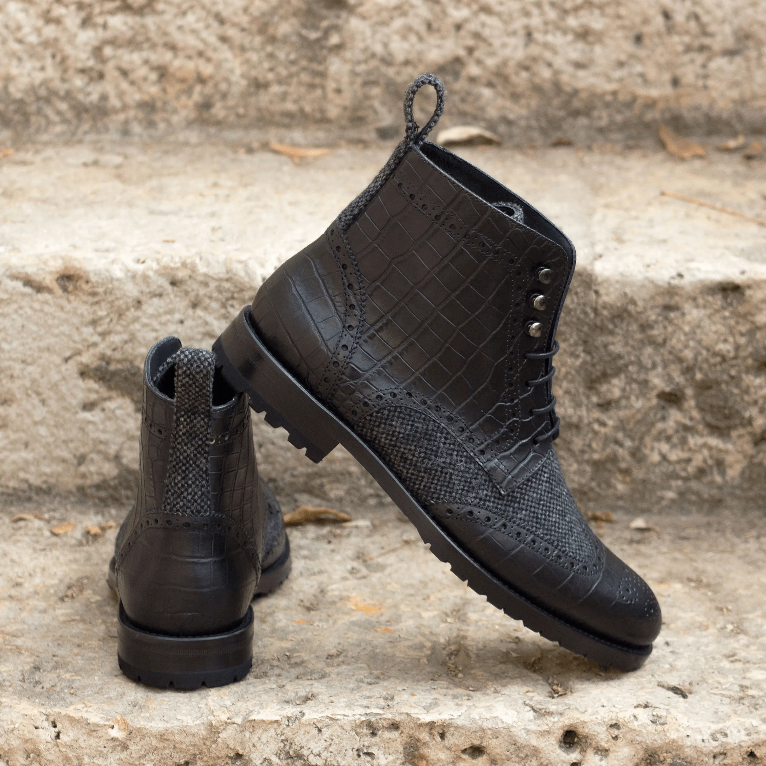 Claudia Ladies Military Brogue Boots
