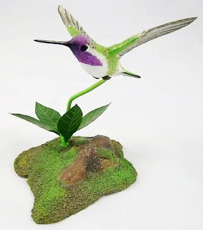 Costa's Hummingbird - Hand Carved Wooden Bird